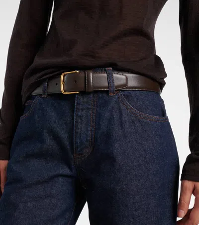 The Row Maxi Classic Leather Belt In Black