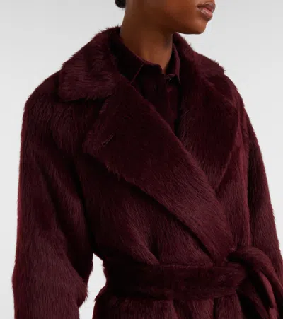 Max Mara Long Alpaca Wool Coat Pockets In Animal Print