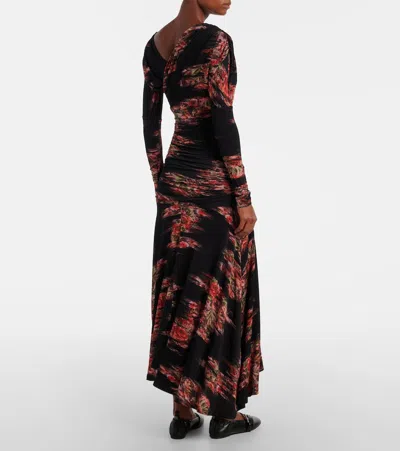 Ganni Self-portrait Midi Crochet Dress With Bows In Black