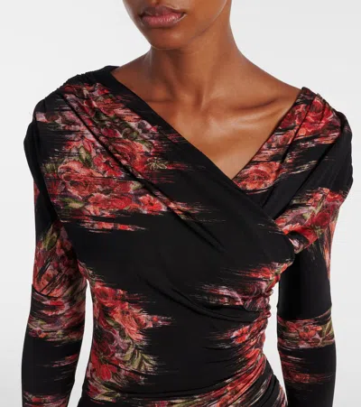 Ganni Self-portrait Midi Crochet Dress With Bows In Black