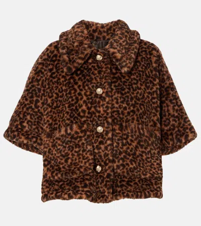 Max Mara Leopard-printed Alpaca, Wool, And Silk Cape In Brown