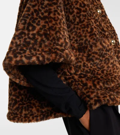 Max Mara Leopard-printed Alpaca, Wool, And Silk Cape In Brown