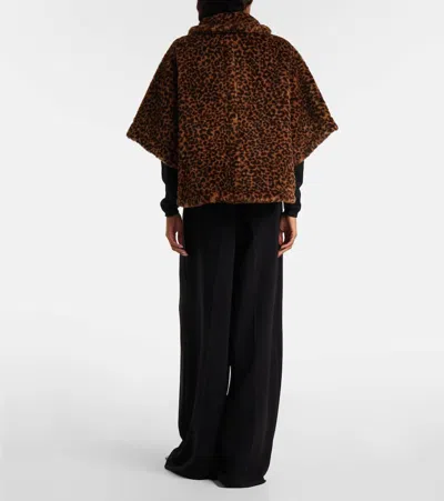 Max Mara Leopard-printed Alpaca, Wool, And Silk Cape In Brown