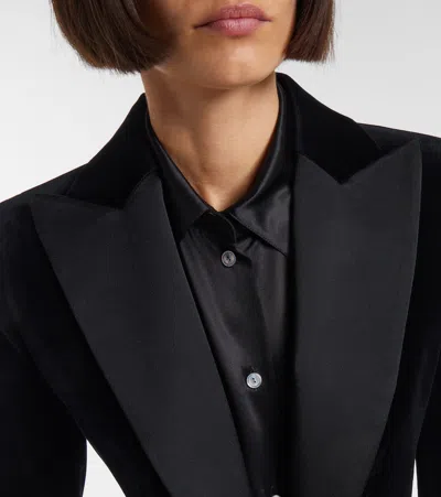 Max Mara Eolie Peak-lapel Velvet Tuxedo Jacket In Black