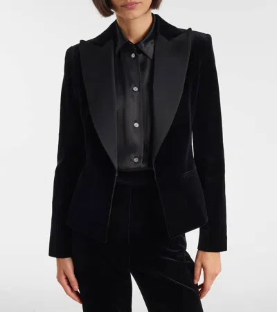 Max Mara Eolie Peak-lapel Velvet Tuxedo Jacket In Black