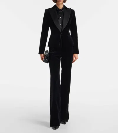 Max Mara Eolie Peak-lapel Velvet Tuxedo Jacket In Black