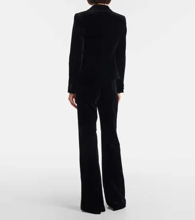 Max Mara Eolie Peak-lapel Velvet Tuxedo Jacket In Black