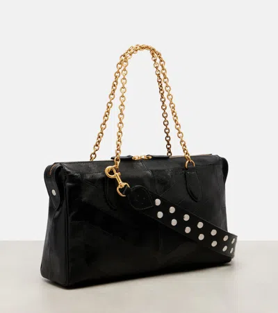 Valentino Garavani  Garavani Panthea Shoulder Bag In Nappa Leather With Chevron Pattern Wom In Black