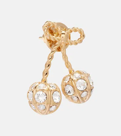 Valentino Womens Oro Crystal Cherryfic Metal And Swarovski Crystal Earrings In Gold