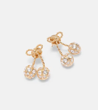 Valentino Womens Oro Crystal Cherryfic Metal And Swarovski Crystal Earrings In Gold