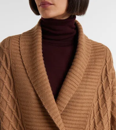 Max Mara Mirca Waffle-knit Camel Hair Cardigan In Brown