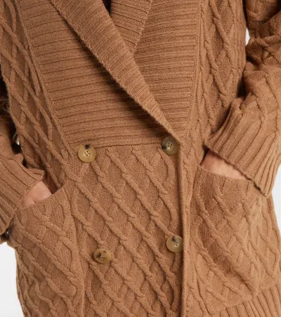 Max Mara Mirca Waffle-knit Camel Hair Cardigan In Brown