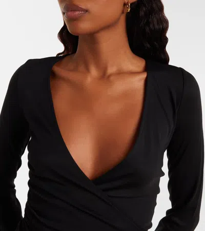 Max Mara Nigella Draped Wool Bodysuit In Black