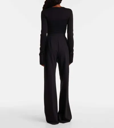 Max Mara Nigella Draped Wool Bodysuit In Black