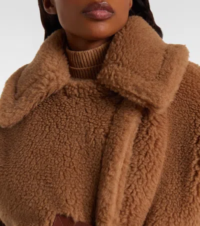 Max Mara Teddy Fabric Cape Scarves And Foulards Beige In Brown