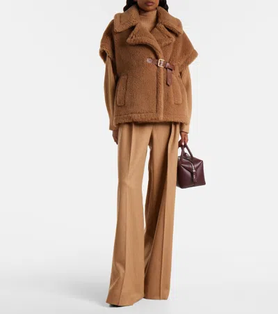 Max Mara Teddy Fabric Cape Scarves And Foulards Beige In Brown