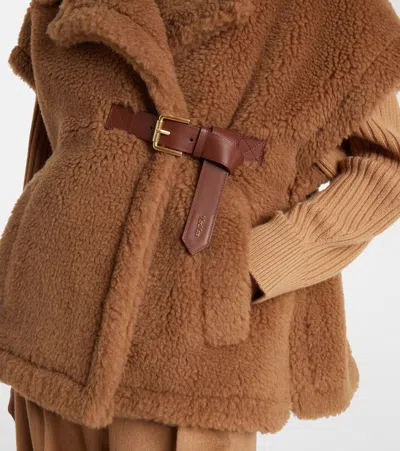 Max Mara Teddy Fabric Cape Scarves And Foulards Beige In Brown