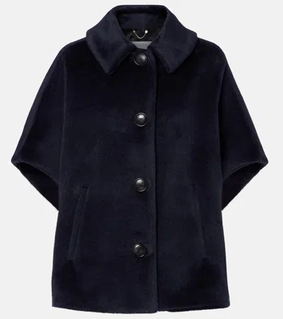 Max Mara Gulie Alpaca And Wool Cape In Blue