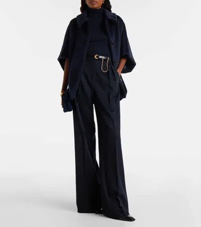 Max Mara Gulie Alpaca And Wool Cape In Blue