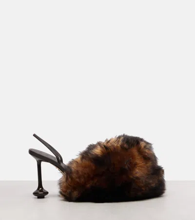 TOY 90羊毛皮露跟高跟鞋