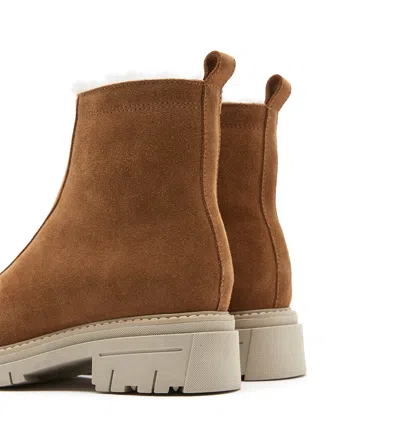 La Canadienne Delta Shearling-lined Suede Booties In Animal Print