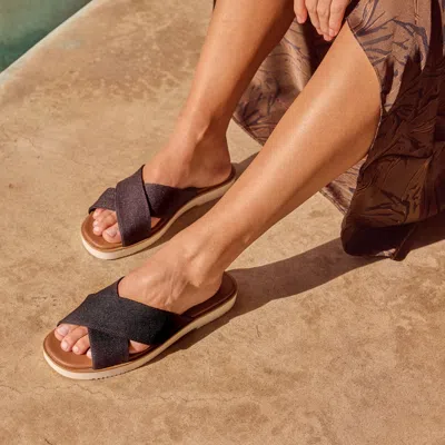 Toms Women's Mae Crossover Slide Sandal Heavy Canvas In Black