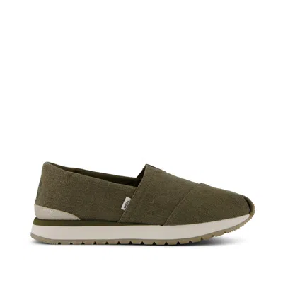 Toms Women's Womens Resident Plus Military Olive Two Tone Slub Slip On In Black