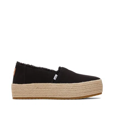 Toms Women's Valencia Canvas Platform Espadrille Slip On In Black