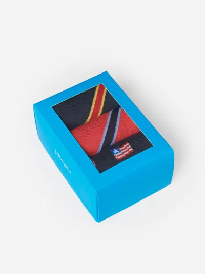 J.mclaughlin Men's Sock Box Set Of 3 In American Flag Navy/red | Cotton/nylon In Animal Print