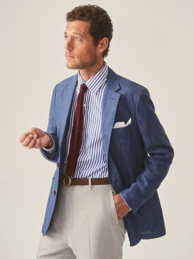 J.mclaughlin Men's Lisbon Linen Sport Coat Heather Navy In Blue
