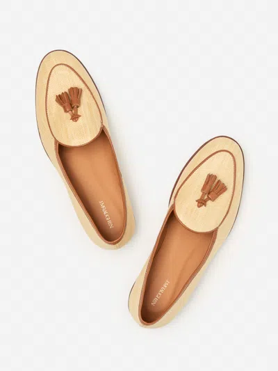 J.mclaughlin Men's Oskar Grasscloth Loafers Natural/brown In Multi