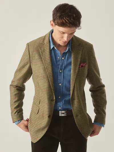 J.mclaughlin Men's Suffolk Wool Sport Coat In Plaid Brown/green/red/mustard