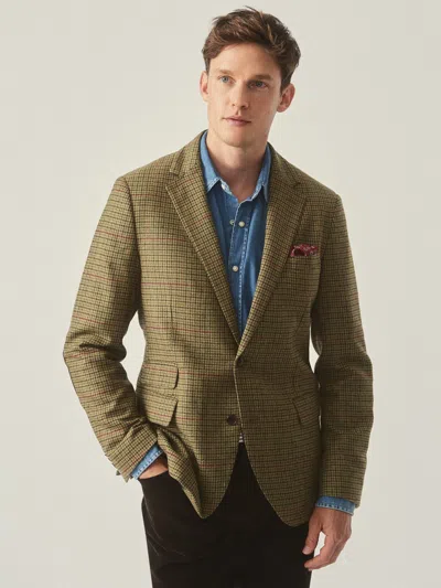 J.mclaughlin Men's Suffolk Wool Sport Coat In Plaid Brown/green/red/mustard
