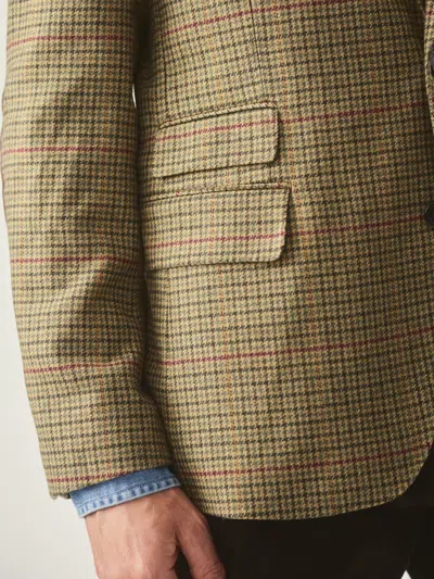J.mclaughlin Men's Suffolk Wool Sport Coat In Plaid Brown/green/red/mustard
