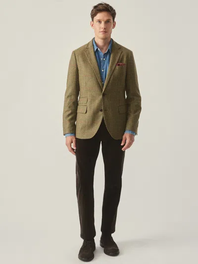 J.mclaughlin Men's Suffolk Wool Sport Coat In Plaid Brown/green/red/mustard