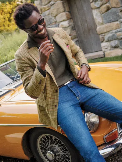 J.mclaughlin Men's Suffolk Wool Sport Coat In Plaid Brown/green/red/mustard