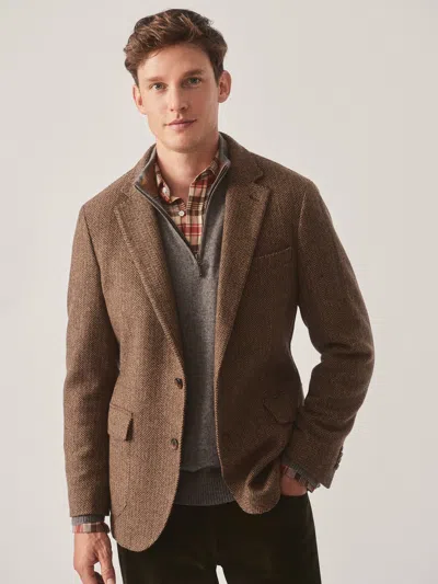 J.mclaughlin Men's Mccown Wool Sport Coat In Herringbone Beige/brown In Brown