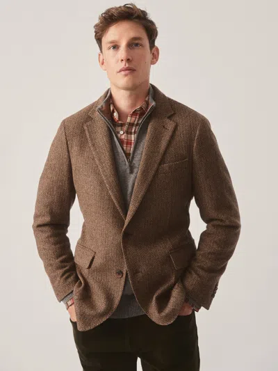 J.mclaughlin Men's Mccown Wool Sport Coat In Herringbone Beige/brown In Brown