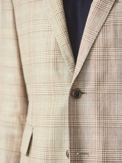 J.mclaughlin Men's Mccown Wool & Linen Sport Coat In Glen Plaid Tan/brown/blue In Neutral