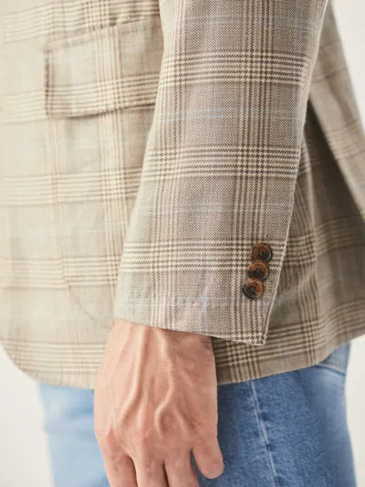 J.mclaughlin Men's Mccown Wool & Linen Sport Coat In Glen Plaid Tan/brown/blue In Neutral