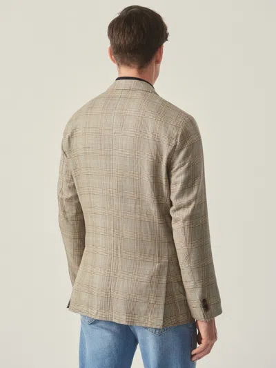 J.mclaughlin Men's Mccown Wool & Linen Sport Coat In Glen Plaid Tan/brown/blue In Neutral