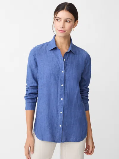 J.mclaughlin Women's Britt Linen Shirt Dark Chambray In Blue