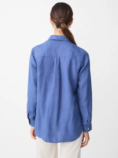 J.mclaughlin Women's Britt Linen Shirt Dark Chambray In Blue