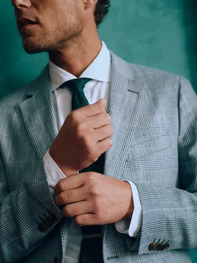 J.mclaughlin Men's Mccown Wool & Linen Sport Coat In Glen Plaid Light Blue/navy In Blue