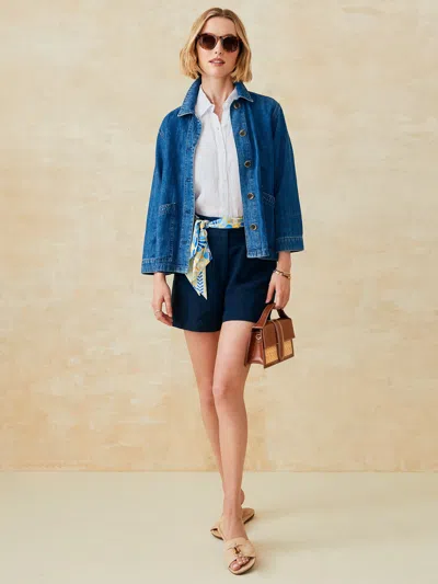 J.mclaughlin Women's Rayna Denim Jacket In Animal Print