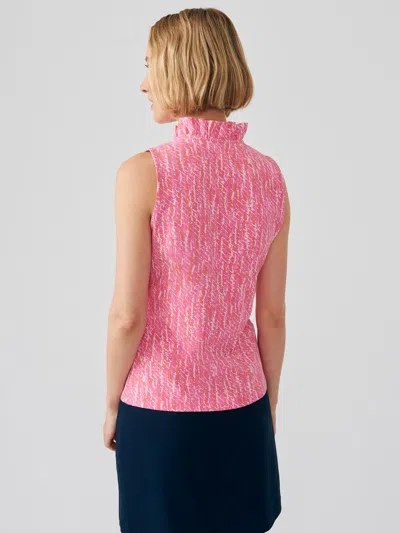 J.mclaughlin Women's Durham Sleeveless Ruffle Top In Abstract Memo Pink/light Pink In Pink