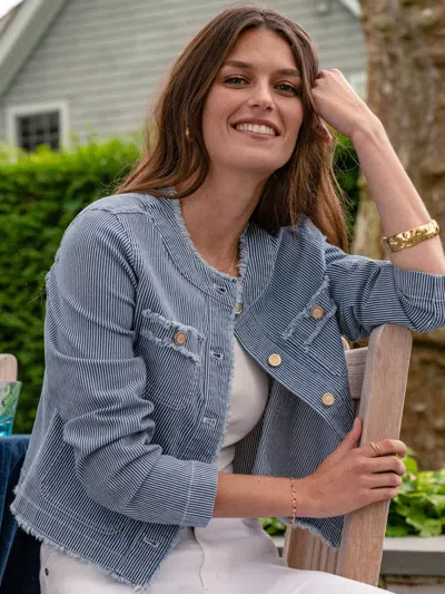 J.mclaughlin Women's April Jacket In Stripe Denim In Blue