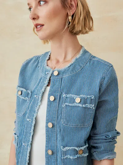 J.mclaughlin Women's April Jacket In Stripe Denim In Blue