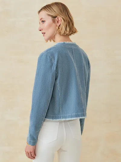 J.mclaughlin Women's April Jacket In Stripe Denim In Blue