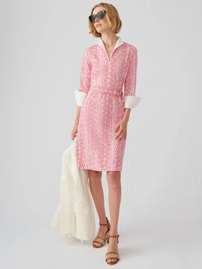 J.mclaughlin Women's Daniele Dress In Costa Key Hot Pink/white